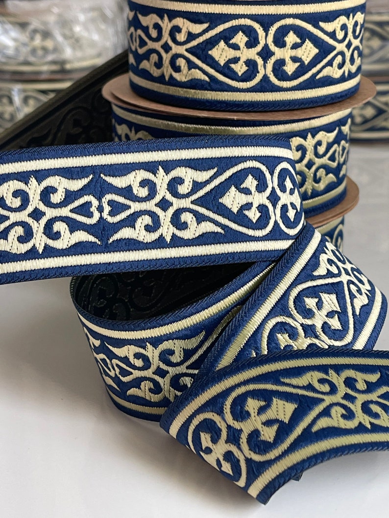 Medieval Jacquard Embroidered Ribbon, Royal Motif, Medieval Jacquard ...