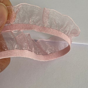 Elastic ribbon with tulle, tulle braid with elastic, frilly ribbon, elastic braid with tulle, froufrou braid. Pink