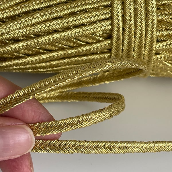 Golden soutache gold soutache cord artisanal soutache 5 mm golden cord gold soutache cord