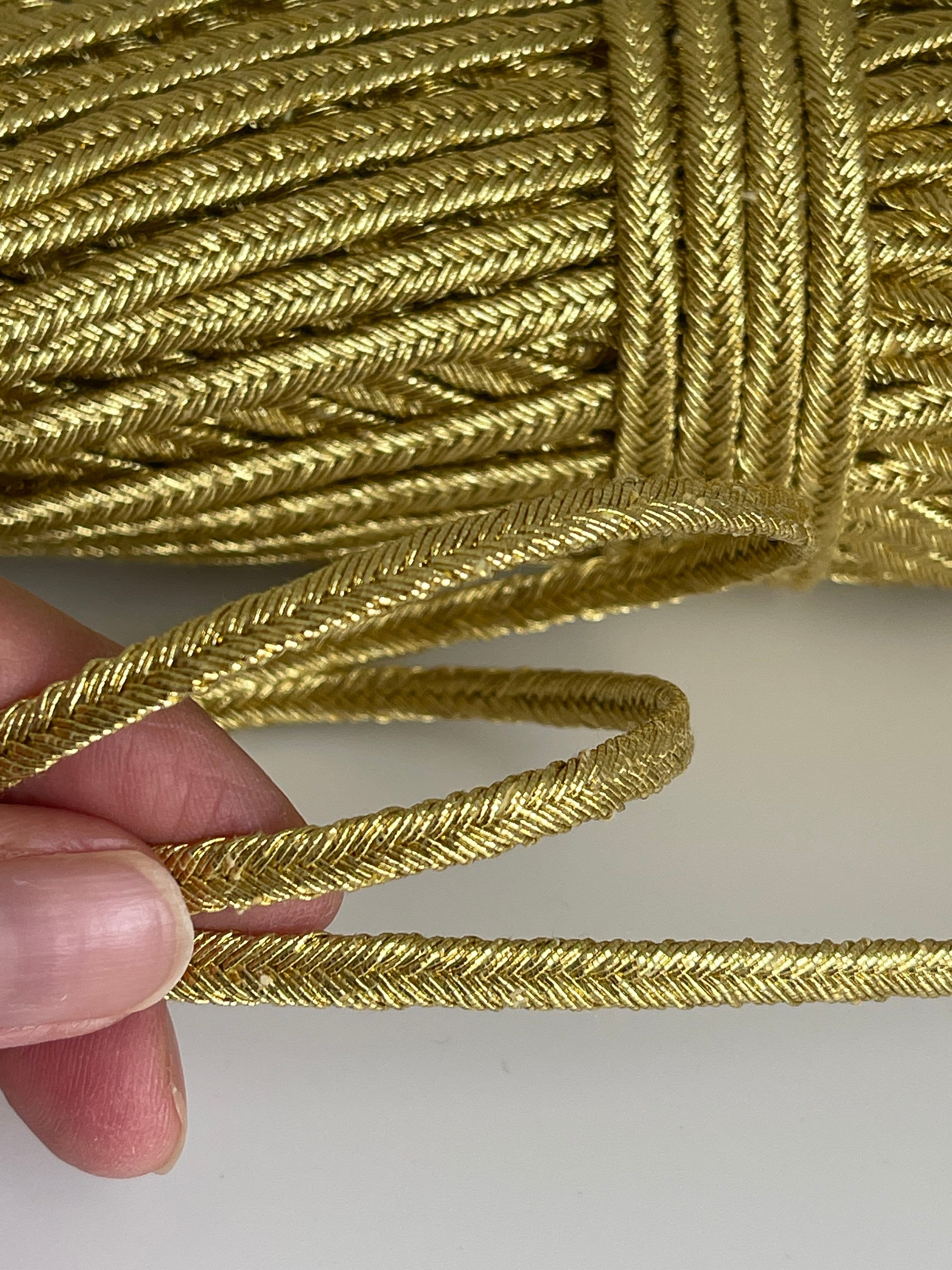 India Lace, Sewing Piping Cord, Metallic Antique Gold Gota Patti Piping Cord,  Indian Trim 10 Yards -  Israel