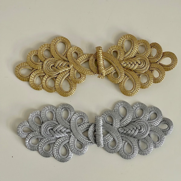 Metallic gray and gold Brandenburg clip, silver or gold Brandenburg set, Brandenburg clip 20 cm