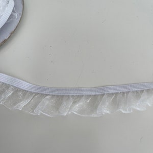Elastic ribbon with tulle, tulle braid with elastic, frilly ribbon, elastic braid with tulle, froufrou braid. White