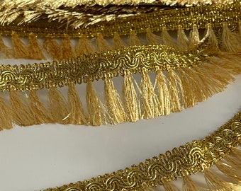 Gold fringed braid ribbon with gold fringed pompom decorative gold fringed ribbon 45 mm gold pompom