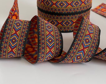 Jacquard embroidered braid geometric pattern jacquard woven ribbon ethnic pattern border 35 mm ethnic style