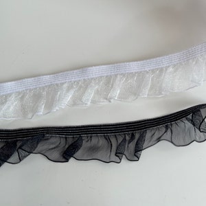 Elastic ribbon with tulle, tulle braid with elastic, frilly ribbon, elastic braid with tulle, froufrou braid. image 2