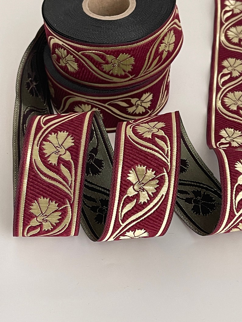 Medieval Ribbon Patterns Medieval Braid With Cornflower Motif, 35mm Medieval Ribbon, Jacquard ...
