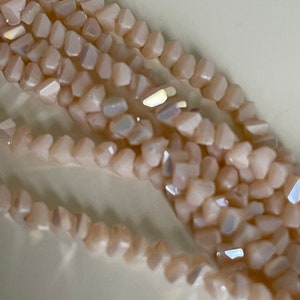 Iridescent crystal glass bead ivory crystal beads on wire strand of pyramid beads 4 mm crystal bead for jewelry creation