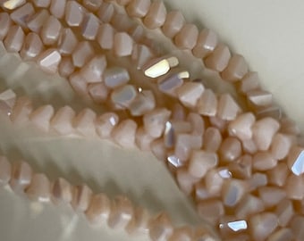 Iridescent crystal glass bead ivory crystal beads on wire strand of pyramid beads 4 mm crystal bead for jewelry creation