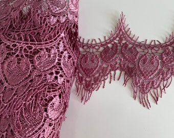 Guipure lace, purple lace ribbon, 8 cm fringe lace, wave lace