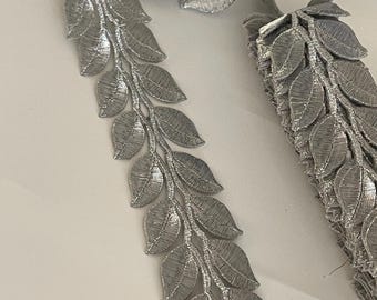 Silver braided iron-on ribbon, decorative braided pattern ribbon, 35 mm