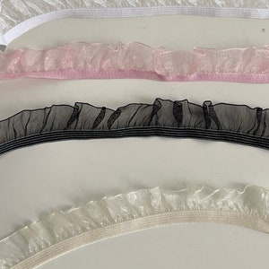 Elastic ribbon with tulle, tulle braid with elastic, frilly ribbon, elastic braid with tulle, froufrou braid. image 9