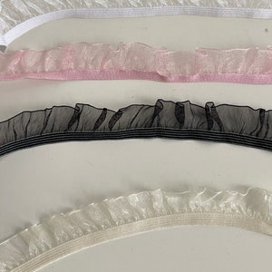 Ruban élastique avec tulle, galon de tulle avec élastique, ruban froufrou, galon élastique avec tulle, galon froufrou. image 9