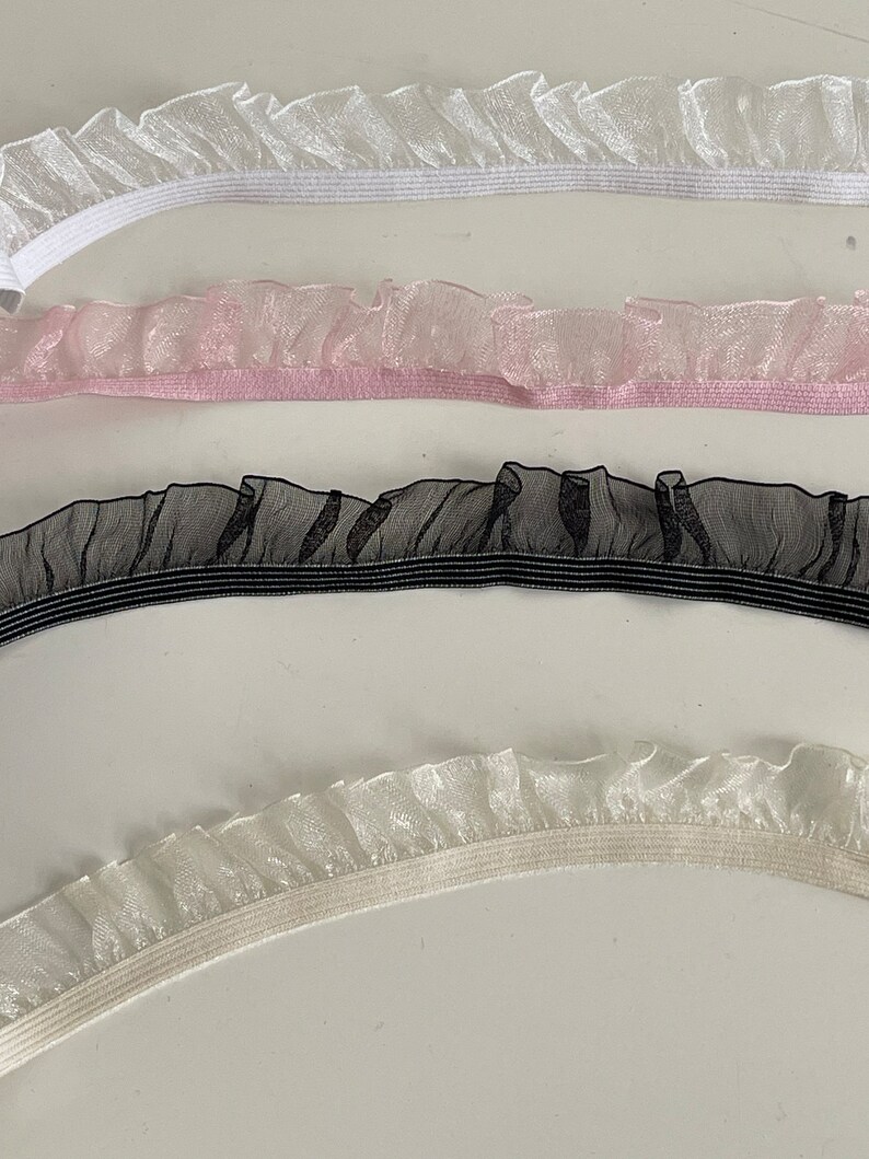 Elastic ribbon with tulle, tulle braid with elastic, frilly ribbon, elastic braid with tulle, froufrou braid. image 9