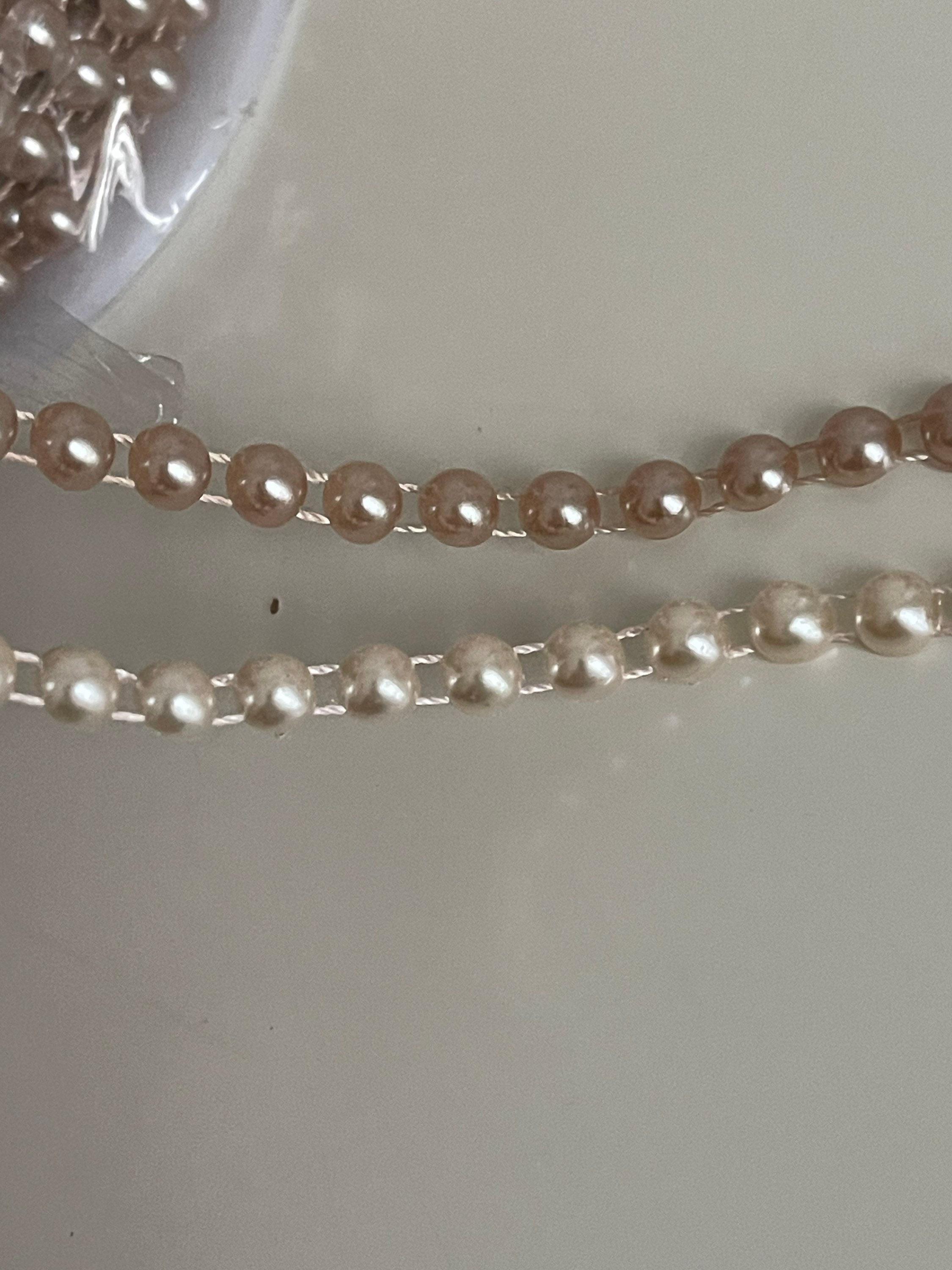 Half Pearl Ribbon 6 Mm, Ivory/capuccino Half Pearl Braid, Half Pearl Ribbon  1 Meter 
