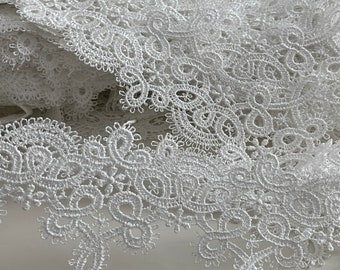 White guipure lace white scalloped lace white embroidered lace 65 mm width craft guipure lace ribbon