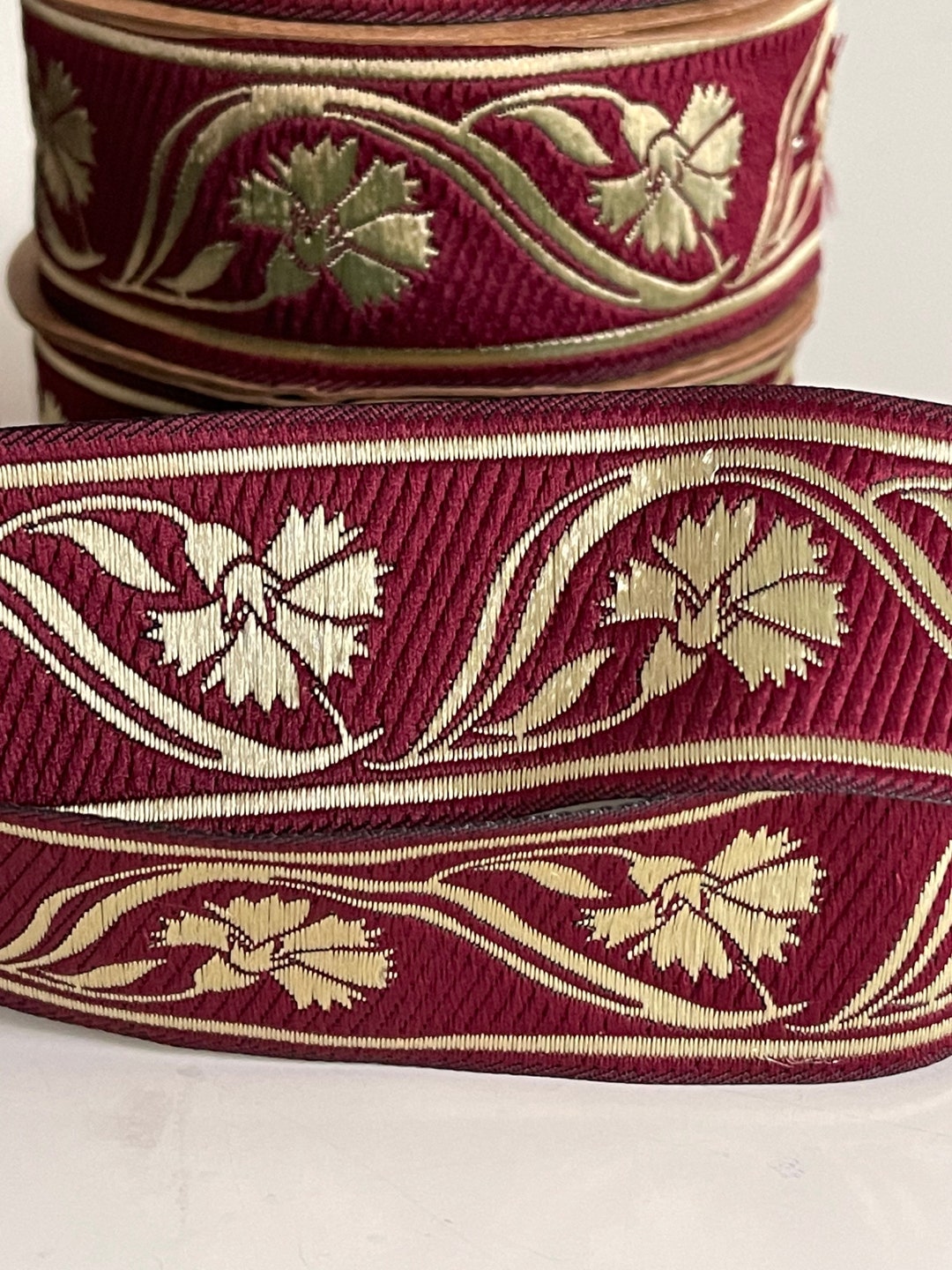 Medieval Ribbon Patterns Medieval Braid With Cornflower Flower Pattern, 35 Mm Medieval Ribbon ...