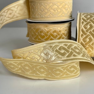 Bordure médiéval brodé jacquard,galon jacquard motif celtique,ruban médiéval motif tresse celtique, galon médiéval 35 mm image 7
