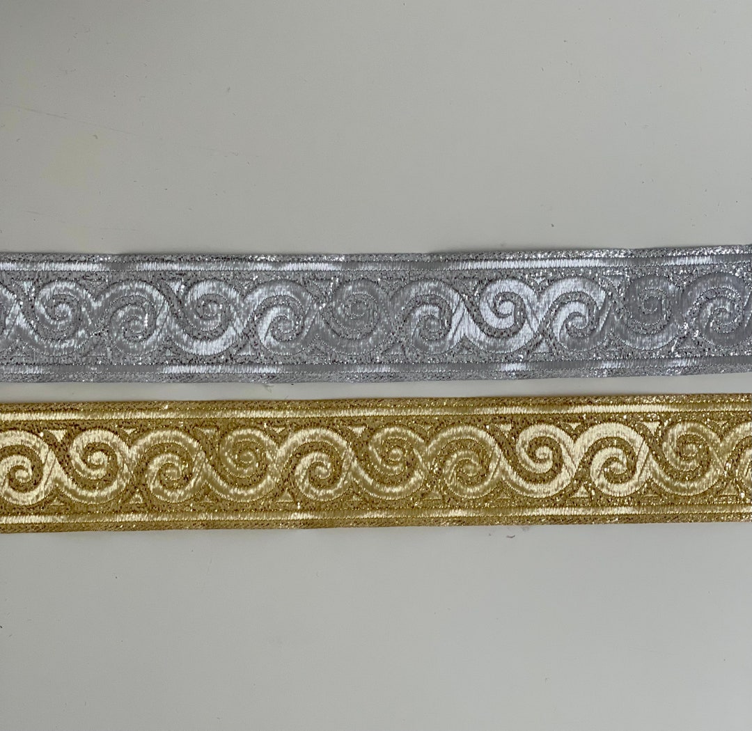 Medieval Ribbon Patterns Jacquard Embroidered Braid, Snail Pattern Ribbon, 35mm Medieval Braid ...