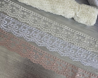 Lace between two lace embroidered on tulle lace ribbon 3 cm embroidered ribbon for craft creations