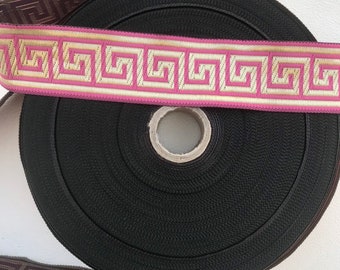 Medieval braid, Greek pattern ribbon, 35mm ribbon, theatrical ribbon, jacquard woven Greek key pattern braid,