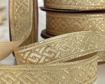 Patrón trenza medieval Trenza celta, patrón trenzado cinta dorada, cinta medieval 22 mm dorada, patrón trenza trenza dorada