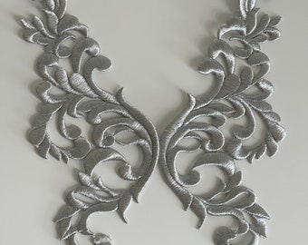 Appliques en relief argenté appliques doubles argent appliques pour customiser broderie en relief argenté broderies doubles métallisé