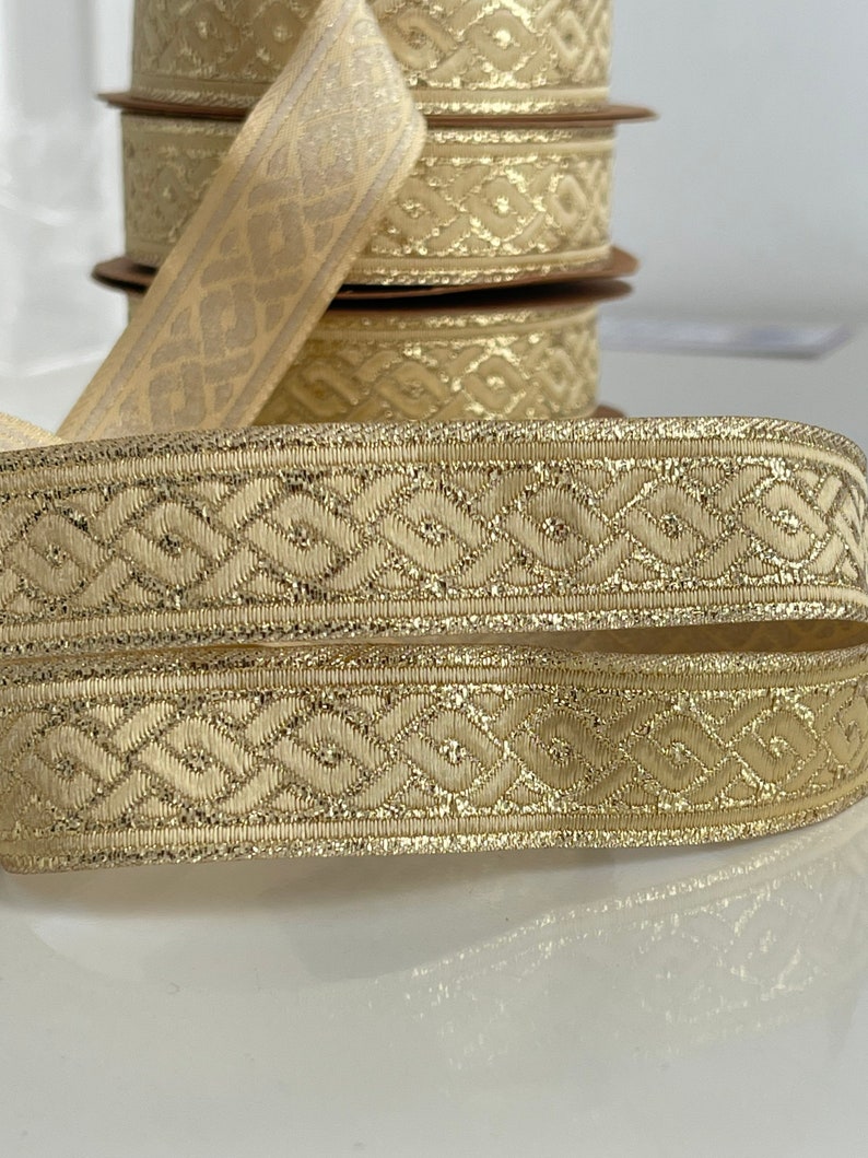 Medieval Ribbon Patterns Medieval Celtic Braid Pattern Trim, Gold Braided Ribbon, 22mm Gold ...
