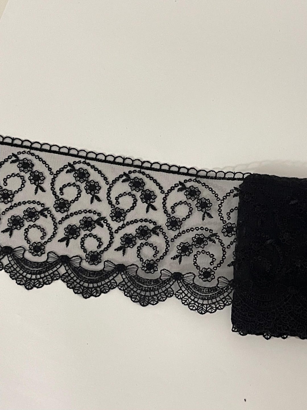 Black Embroidered Lace, Scalloped on One Side, Black Lace 14 ...