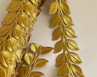 Ruban doré tressé thermocollant ruban décoratif motif tresse à coller ruban de tresse doré 35 mm