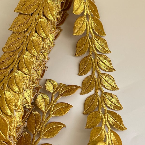 Ruban doré tressé thermocollant ruban décoratif motif tresse à coller ruban de tresse doré 35 mm