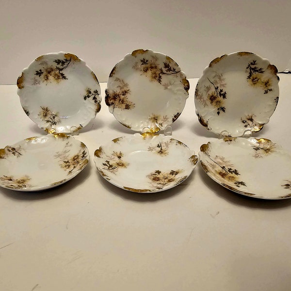 Six Vintage Haviland Limoges open salt cellar tea bag butter pat plates