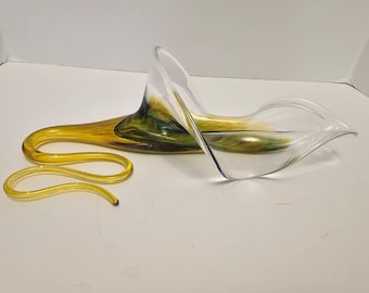 Unusual Vintage blown art glass wall pocket