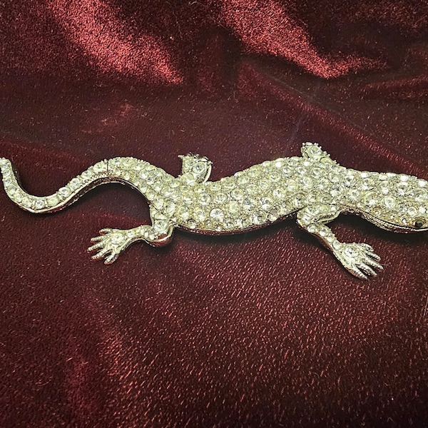 Vintage Olivia Riegel Lizard Pewter Jeweled Trinket Box