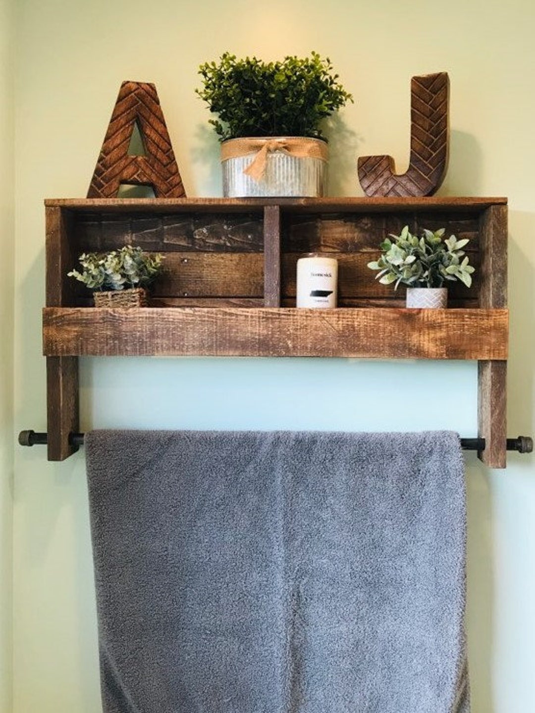 Wood Trim Farmhouse Bath Towel Bar - Equine Luxuries