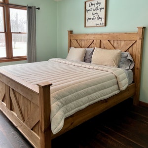 farmhouse, real wood, barn style, handmade, Rustic bed frame