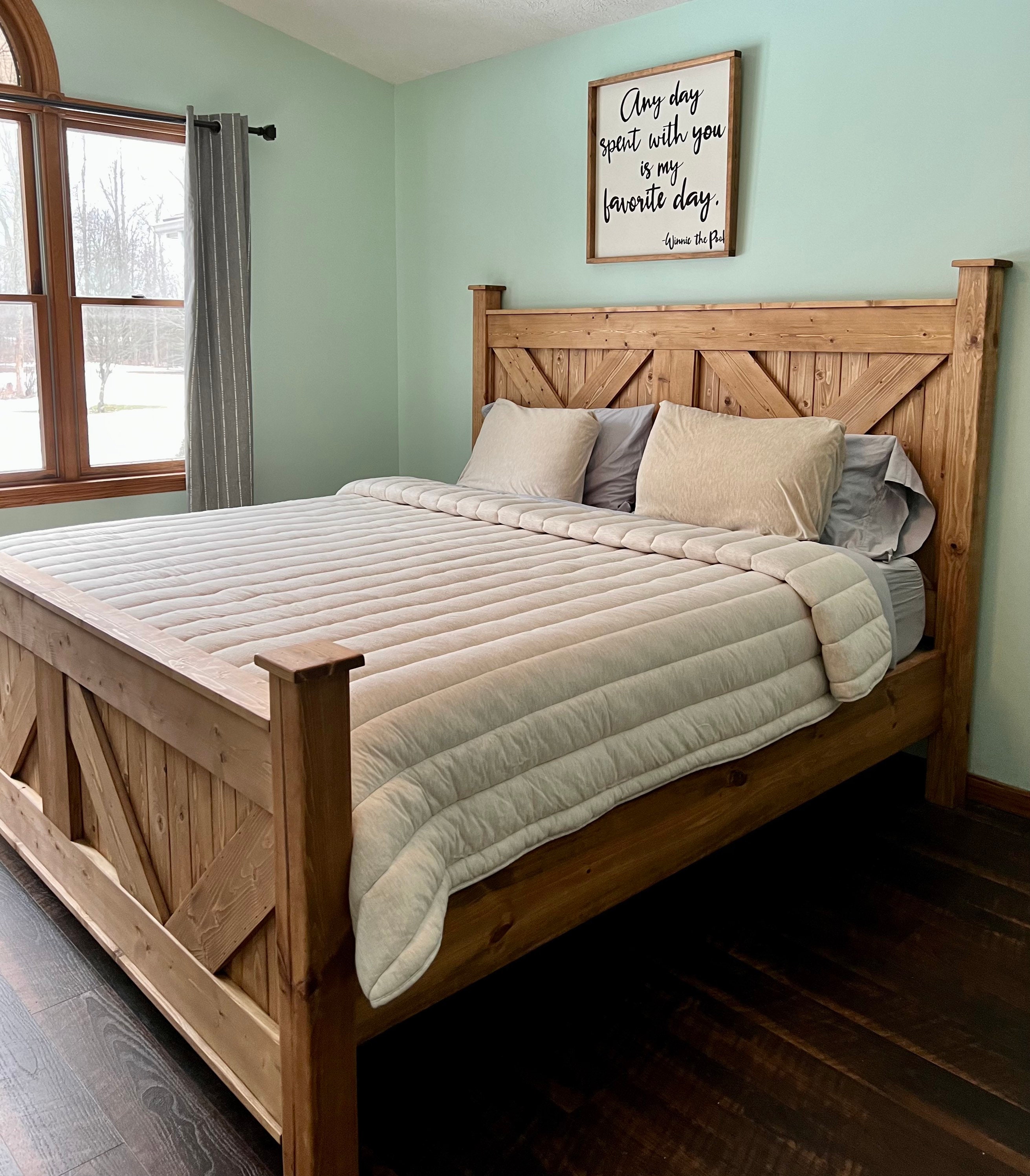Farmhouse Real Wood Barn Style Handmade Rustic Bed Frame Etsy