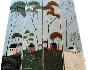 Warren Kimble Folk Art Four Seasons Crafters Tapestry Bellpull Fabric Remnant