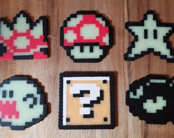 Brilha no escuro Mario Bros. Perler Bead Designs