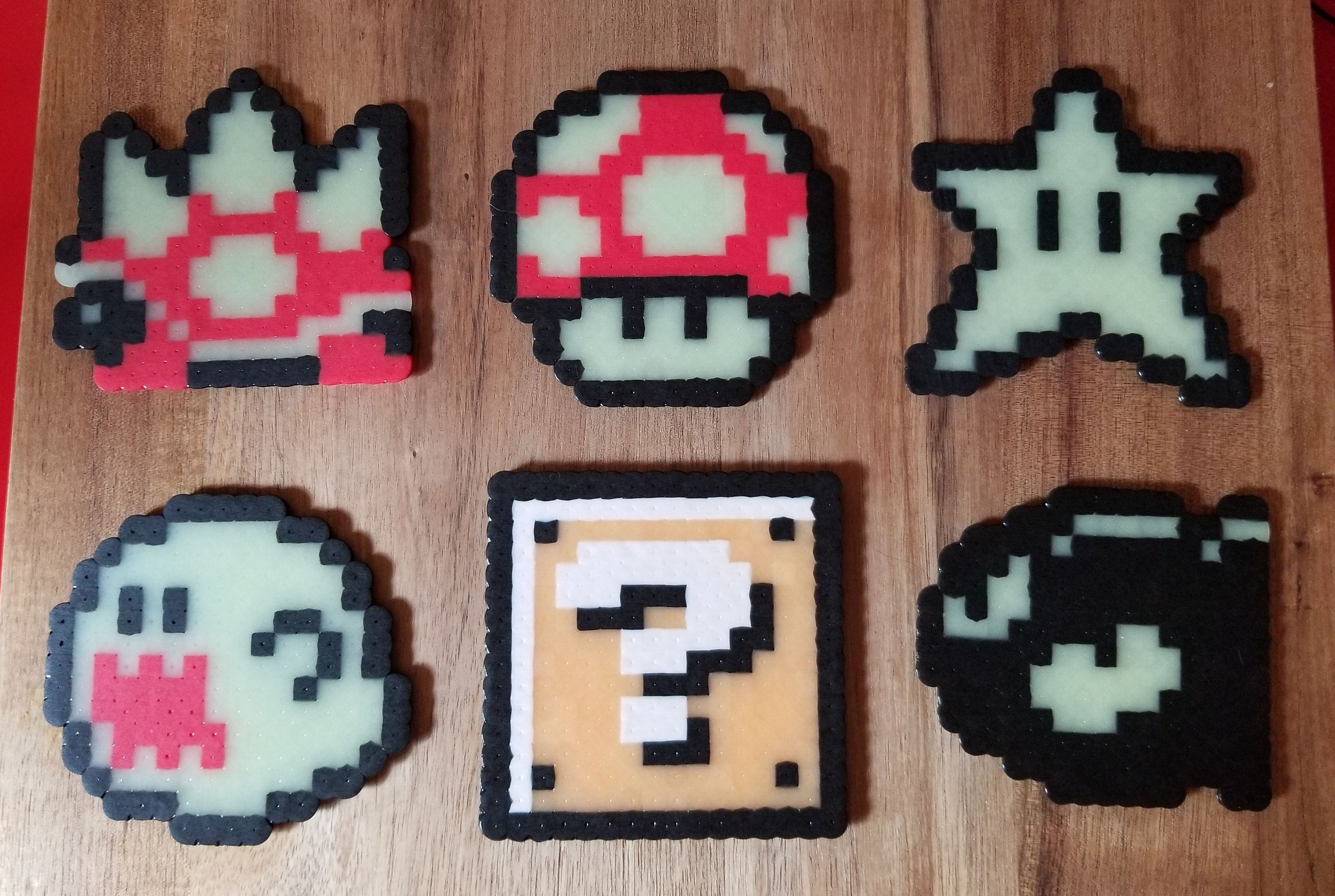 Glow In The Dark Super Mario World Ghost - Hama / Perler Bead Character /  Nintendo 