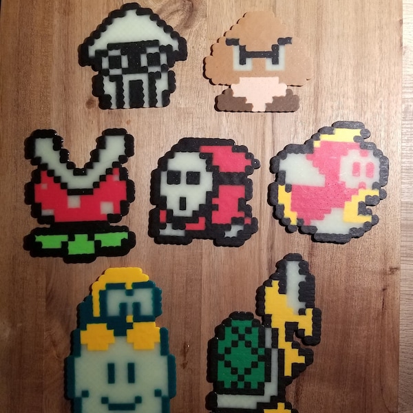 Perler Bead Glow in the Dark Mario Bros. Enemies