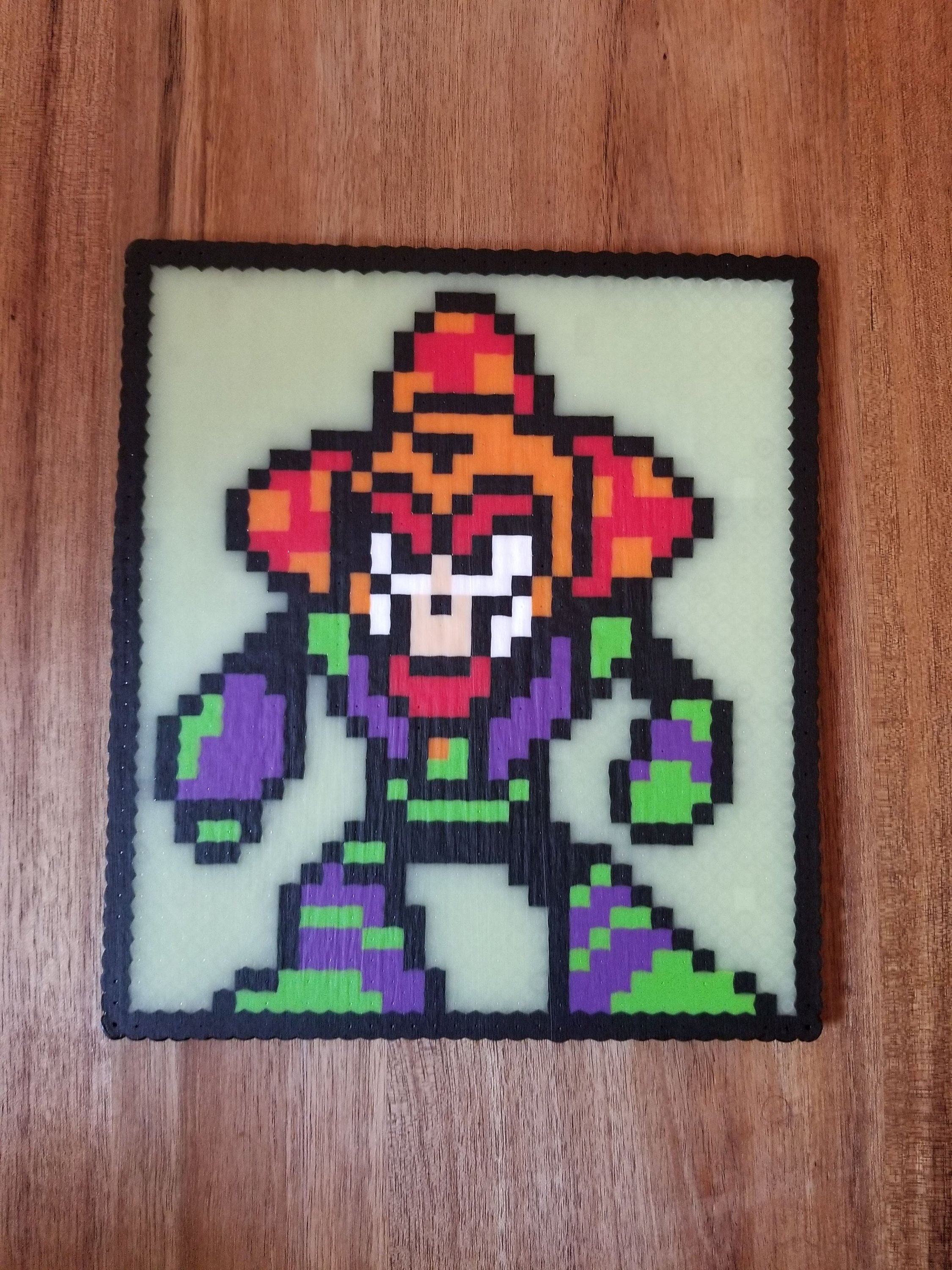 Perler Bead Mega Man 6 Plant Man With Glow in the Dark Background
