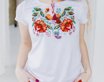 P-4TG. Blouse brodée mexicaine. Haut brodé. Blouse brodée florale. Huipil mexicain. Chemisier hippie-bohème. Haut mexicain. Haut coloré