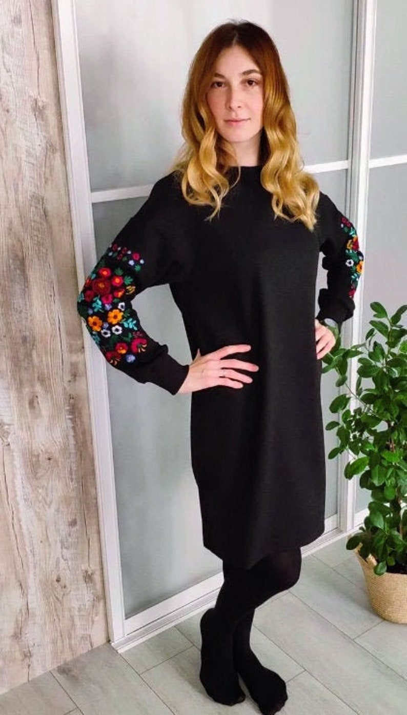 S-3XL.Woman black dress. Boho dress. Embroider dress. Ethno | Etsy