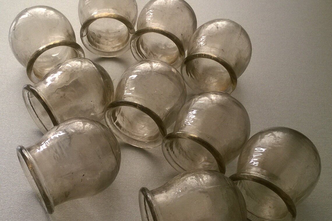 Vintage medical jars made of glass to warm your back made in Etsy