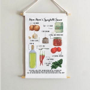 Custom Recipe banner Kitchen illustrated keepsake decor Family recipe flag Gift for mom