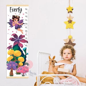 Hoogtemeter fee met magisch bos Meisje groeimeter Fee kinderkamerdecoratie Cadeau voor verjaardag of verjaardag