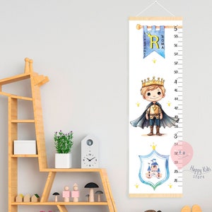 Prins groeimeter Canvas hoogtemeter voor babyjongen Sprookjes kinderkamer kunst roze kinderkamer decoratie kraamcadeau