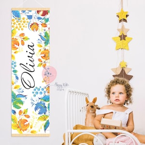 Hoogtemeter Oekraïens ornament Volksbloemen groeimeter Bloemen kinderkamerinrichting