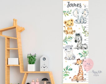 Growth chart safari animals Jungle height chart African theme nursery Shower or birthday gift