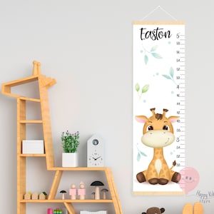 Height chart baby giraffe growth chart Safari animals nursery Shower or birhday gift